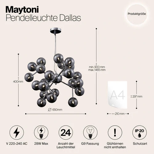 Подвесной светильник Modern Dallas, 24xG9 Золото, Янтарный (Maytoni, MOD545PL-24G) - Amppa.ru