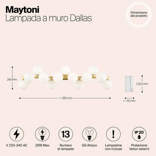 Бра Modern Dallas, 13xG9 Золото, Белый (Maytoni, MOD547WL-13BS) - Amppa.ru