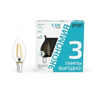 Набор ламп светодиодных Gauss Basic Filament E14 5.5Вт 4100K 1041126T