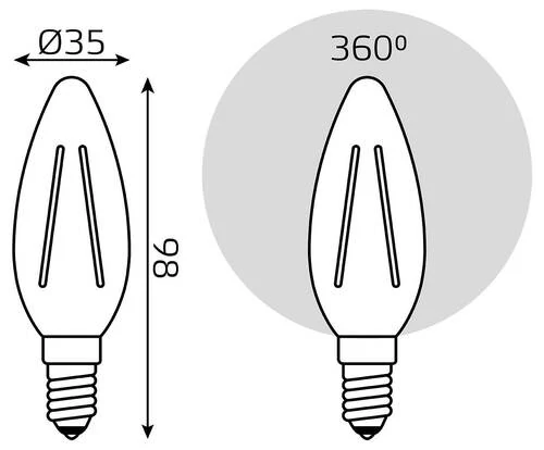 Набор ламп светодиодных Gauss Basic Filament E14 5.5Вт 4100K 1031126T - Amppa.ru