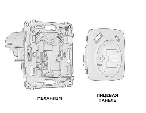 Комплект механизма электрической розетки OMEGA Антрацит серый 2USB A+C 20W (быстрая зарядка) с/з QUANT (OP6600, VM160) (Ambrella Volt, MO660010) - Amppa.ru