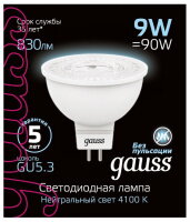 Лампа светодиодная Gauss SMD GU5.3 9Вт 4100K 101505209