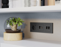 Лицевая панель ALFA (Графит мягкое касание) для компьютерной/телефонной + TV розетки RJ-45/RJ-11 QUANT (Ambrella Volt, AP9125)